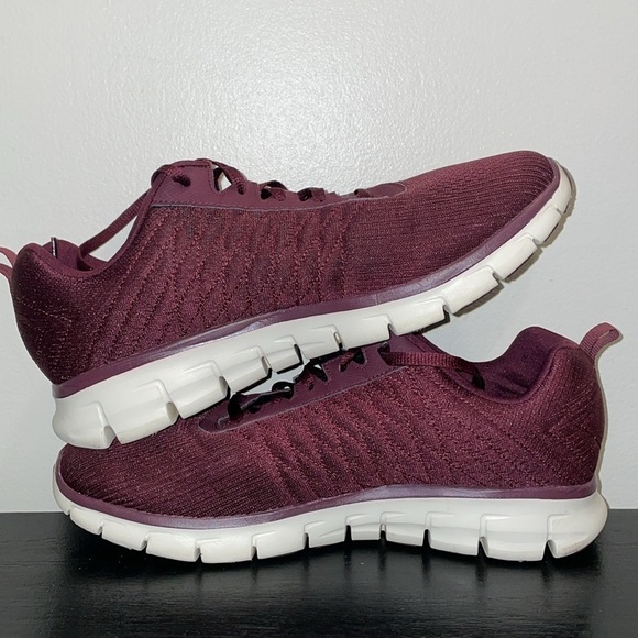 Skechers Dual-Lite Lite-Weight Memory Foam Maroon/Wine Slip On Sneakers. 10 - Picture 8 of 12